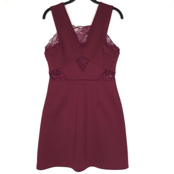 asos Women’s Dress Mini Lace A-Line Fit & Flare Sleeveless Lined Burgundy Size 8 - Picture 1 of 10
